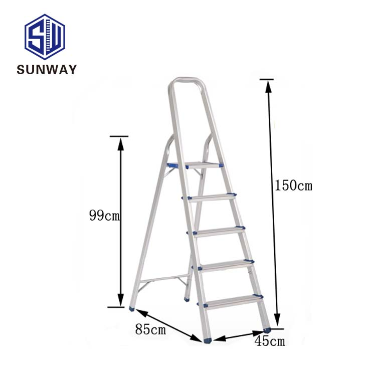 aluminum folding ladder 5 Tread multifunction DIY step ladder 150KG
