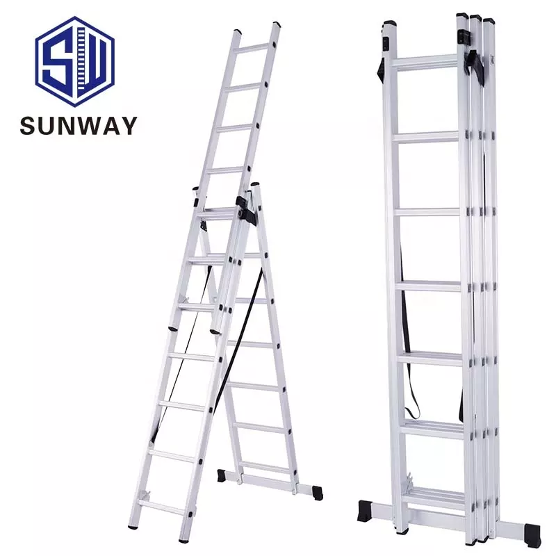 3Section step aluminium extension ladder ladder with