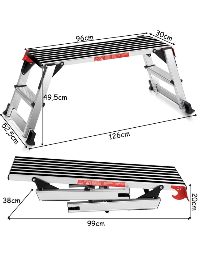 Aluminum Platform Step Up Stool NonSlip Folding Work Bench Drywall Stool Ladder 